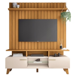 Rack Bancada Essenza com Painel Link 1.6 Cinamomo/Off White para TV até 60” - HB Móveis Rack Bancada Essenza com Painel Link 1.6 Cinamomo/Off White para TV até 60” - HB Móveis