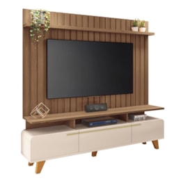 Rack Bancada Essenza com Painel Link 2.0 Off White/Castanho para TV até 70” - HB Móveis Rack Bancada Essenza com Painel Link 2.0 Off White/Castanho para TV até 70” - HB Móveis