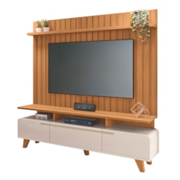 Rack Bancada Essenza com Painel Link 2.0 Off White/Cinamomo para TV até 70” - HB Móveis Rack Bancada Essenza com Painel Link 2.0 Off White/Cinamomo para TV até 70” - HB Móveis