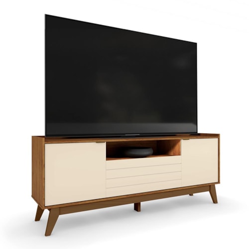 Rack Bancada Franca Off White/Canela para TV até 65” - Mobler