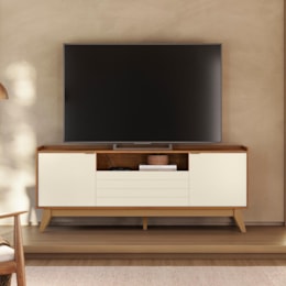 Rack Bancada Franca Off White/Canela para TV até 65” - Mobler