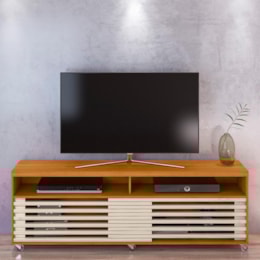 Rack Bancada Frizz 1.8 Cinamomo/Off White com Rodízios para TV até 65” - Madetec Rack Bancada Frizz 1.8 Cinamomo/Off White com Rodízios para TV até 65” - Madetec