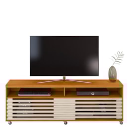 Rack Bancada Frizz 1.8 Cinamomo/Off White com Rodízios para TV até 65” - Madetec Rack Bancada Frizz 1.8 Cinamomo/Off White com Rodízios para TV até 65” - Madetec