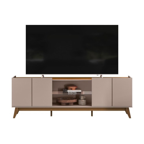 Rack Bancada Guarujá Grigio Fosco/Canela para TV até 65” - Mobler