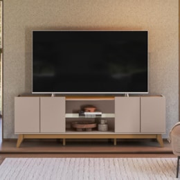 Rack Bancada Guarujá Grigio Fosco/Canela para TV até 65” - Mobler