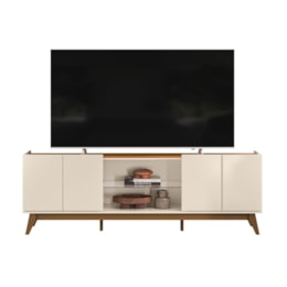 Rack Bancada Guarujá Off White/Canela para TV até 65” - Mobler