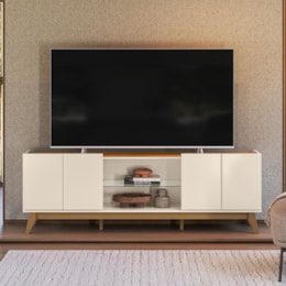 Rack Bancada Guarujá Off White/Canela para TV até 65” - Mobler