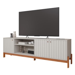 Rack Bancada Holanda 205cm Off White/Cinamomo para TV até 70” - Permóbili Rack Bancada Holanda 205cm Off White/Cinamomo para TV até 70” - Permóbili