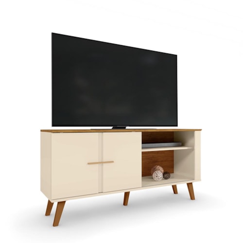 Rack Bancada Ilhéus Off White/Canela para TV até 55” - Mobler
