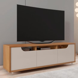 Rack Bancada Jersey Cedro/Off White para TV até 60” - Casa D Rack Bancada Jersey Cedro/Off White para TV até 60” - Casa D