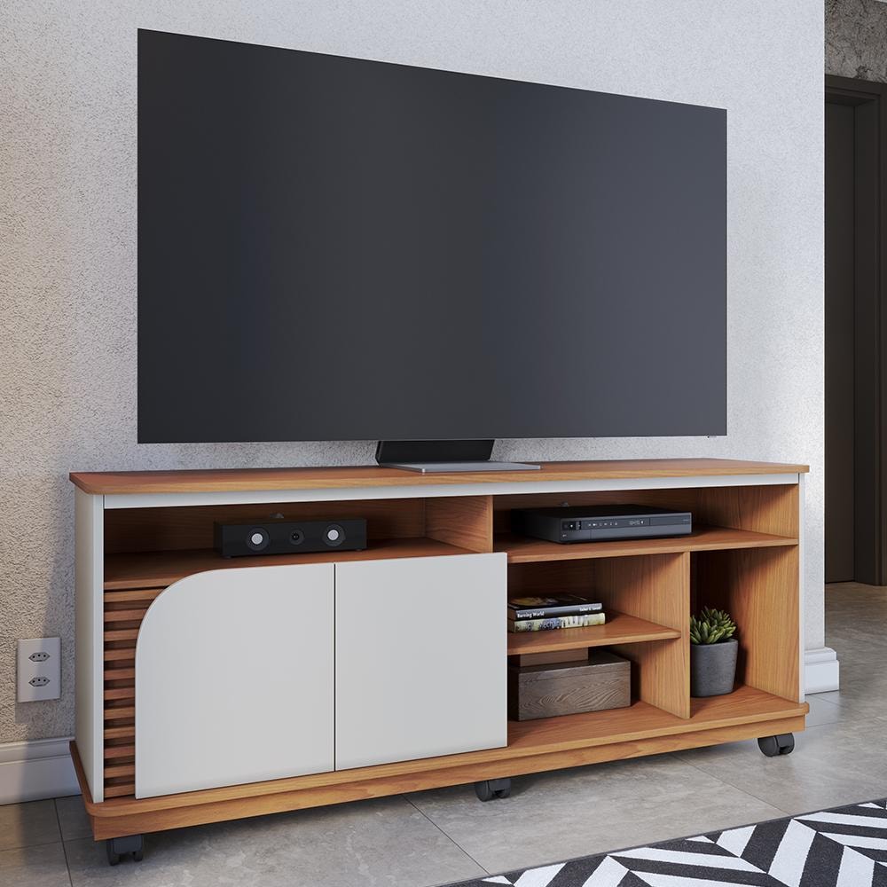 Rack Bancada Jurerê 1.8 Freijó/Off White Matte para TV até 75