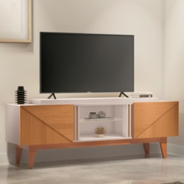 Rack Bancada Lift 1.6 Off White/Cinamomo para TV até 60" - HB Móveis Rack Bancada Lift 1.6 Off White/Cinamomo para TV até 60" - HB Móveis