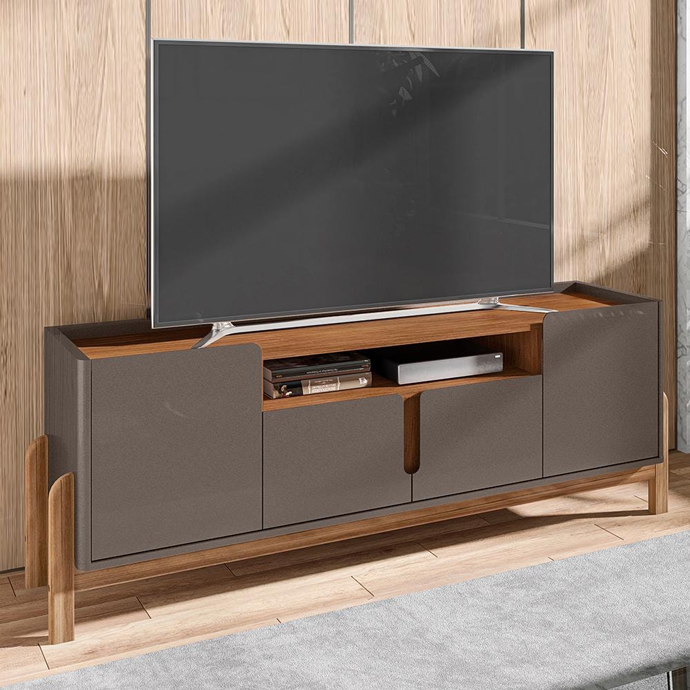Rack Bancada Lizz 170cm Off White/Cedro para TV até 60” - Casa D