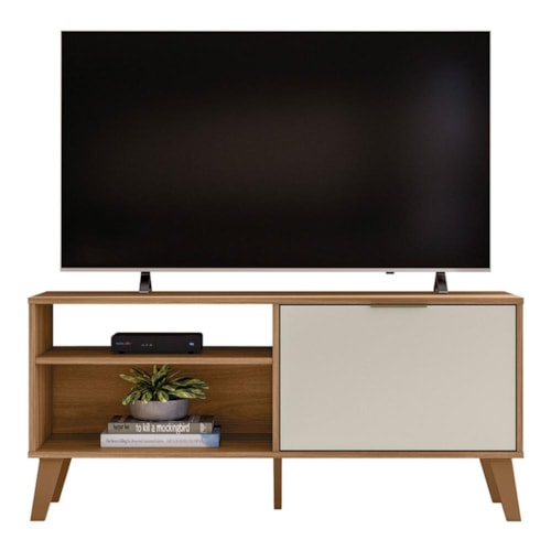 Rack Bancada Madri 115cm Nature/Off White para TV até 50” - Peternella Móveis