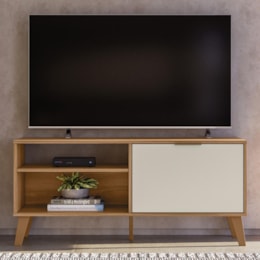 Rack Bancada Madri 120cm Nature/Off White para TV até 50” - Peternella Móveis