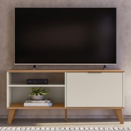 Rack Bancada Madri 120cm Off White/Nature para TV até 50” - Peternella Móveis