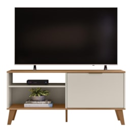 Rack Bancada Madri 120cm Off White/Nature para TV até 50” - Peternella Móveis Rack Bancada Madri 120cm Off White/Nature para TV até 50” - Peternella Móveis