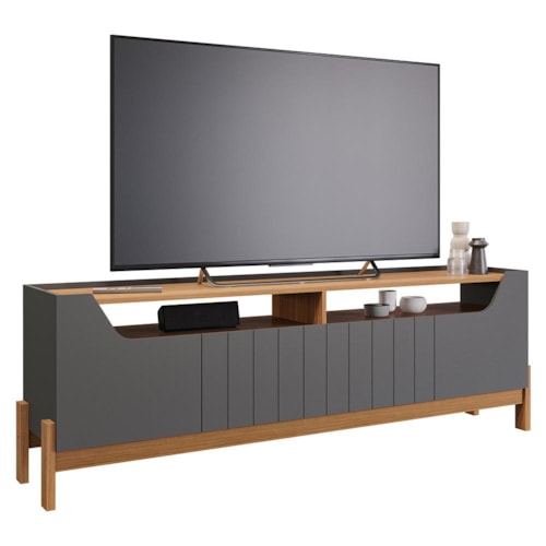 Rack Bancada Moema 185cm Grafite/Nature para TV até 70” - Permóbili 