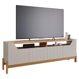 Rack Bancada Moema 185cm Off White/Cinamomo para TV até 70” - Permóbili Rack Bancada Moema 185cm Off White/Cinamomo para TV até 70” - Permóbili