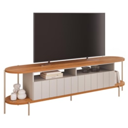 Rack Bancada Mônaco Cinamomo/Off White para TV até 70” - Permóbili Rack Bancada Mônaco Cinamomo/Off White para TV até 70” - Permóbili