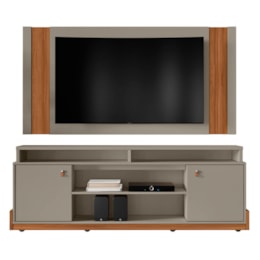 Rack Bancada Montana com Painel Real Grigio Fosco/Cinamomo Mel para TV até 65” - Mobler Rack Bancada Montana com Painel Real Grigio Fosco/Cinamomo Mel para TV até 65” - Mobler