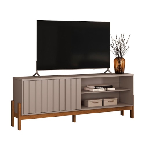 Rack Bancada New Aurora 188cm Grigio Fosco/Canela para TV até 75” - Mobler