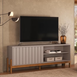 Rack Bancada New Aurora 188cm Grigio Fosco/Canela para TV até 75” - Mobler