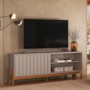 Rack Bancada New Aurora 188cm Grigio Fosco/Canela para TV até 75” - Mobler