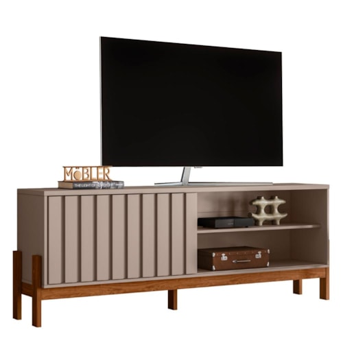 Rack Bancada New Aurora 188cm Grigio Fosco/Cinamomo Mel para TV até 75” - Mobler