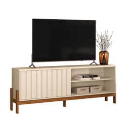 Rack Bancada New Aurora 188cm Pérola Metalizado/Canela para TV até 75” - Mobler