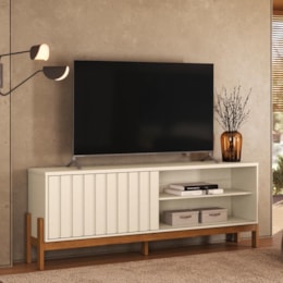 Rack Bancada New Aurora 188cm Pérola Metalizado/Canela para TV até 75” - Mobler