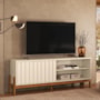 Rack Bancada New Aurora 188cm Pérola Metalizado/Canela para TV até 75” - Mobler
