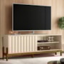 Rack Bancada New Aurora 188cm Pérola Metalizado/Cinamomo Mel para TV até 75” - Mobler