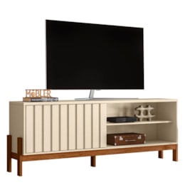 Rack Bancada New Aurora 188cm Pérola Metalizado/Cinamomo Mel para TV até 75” - Mobler
