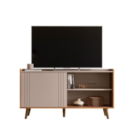 Rack Bancada New Austin Grigio Fosco/Canela para TV até 55” - Mobler