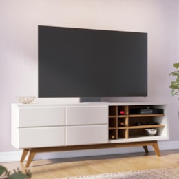 Rack Bancada Noronha Off White Matte/Freijó para TV de 70” - Colibri Rack Bancada Noronha Off White Matte/Freijó para TV de 70” - Colibri