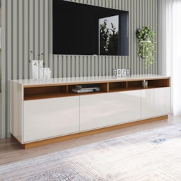 Rack Bancada Orion 180cm Off White/Cinamomo para TV até 80” - Móveis Henn