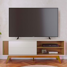 Rack Bancada Otawa Off White Matte/Freijó para TV até 65” - Colibri Rack Bancada Otawa Off White Matte/Freijó para TV até 65” - Colibri
