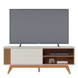 Rack Bancada Otawa para TV até 65” - Colibri Off White Matte/Freijó