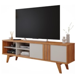Rack Bancada Paraty 180cm Cinamomo/Off White para TV até 60” - Permóbili Rack Bancada Paraty 180cm Cinamomo/Off White para TV até 60” - Permóbili