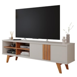Rack Bancada Paraty 180cm Off White/Cinamomo para TV até 60” - Permóbili Rack Bancada Paraty 180cm Off White/Cinamomo para TV até 60” - Permóbili