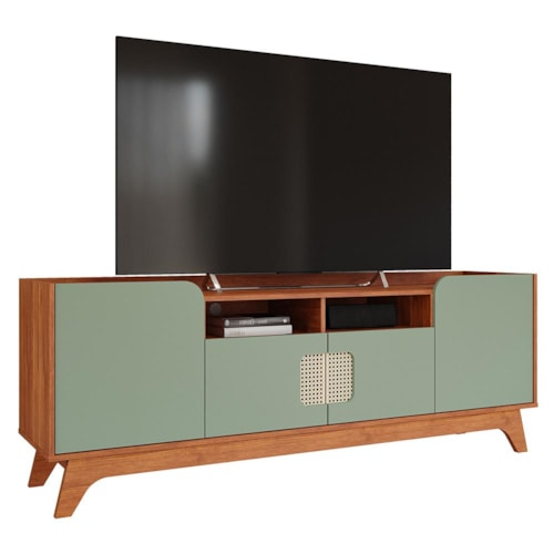 Rack Bancada Paris 180cm Cinamomo/Sálvia para TV até 60” - Permóbili Cinamomo/Sálvia