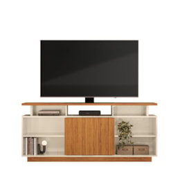 Rack Bancada Salvador 160cm Off White/Canela para TV até 65” - Mobler