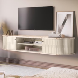 Rack Bancada Suspenso Algarve Calacata/Off White para TV até 75” - Madetec Rack Bancada Suspenso Algarve Calacata/Off White para TV até 75” - Madetec