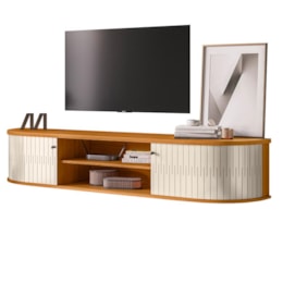 Rack Bancada Suspenso Algarve Cinamomo/Off White para TV até 75” - Madetec Rack Bancada Suspenso Algarve Cinamomo/Off White para TV até 75” - Madetec