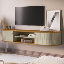 Rack Bancada Suspenso Algarve Cumaru/Opala para TV até 75” - Madetec Rack Bancada Suspenso Algarve Cumaru/Opala para TV até 75” - Madetec