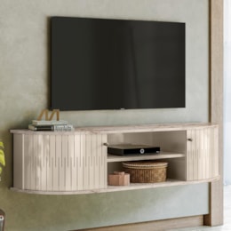 Rack Bancada Suspenso Modena Calacata/Off White para TV até 60” - Madetec