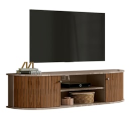 Rack Bancada Suspenso Modena Fendi/Naturale para TV até 60” - Madetec