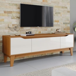 Rack Bancada Veneto 160cm Cinamomo/Off White para TV até 70” - Móveis Henn