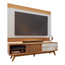 Rack Bancada Veneza com Painel Nilo Freijó/Off White Matte para TV até 75” - Colibri Rack Bancada Veneza com Painel Nilo Freijó/Off White Matte para TV até 75” - Colibri